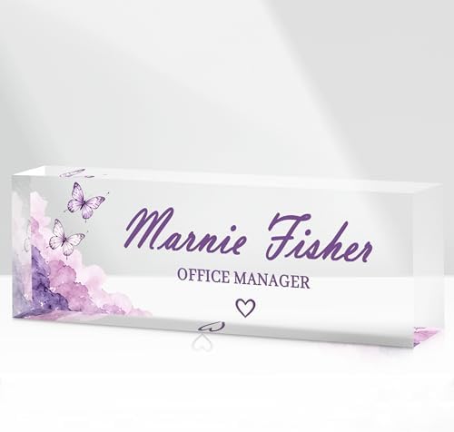 Custom Name Plate for Desk, Acrylic Desk Name Plate Personalized, Employee Appreciation Gifts, Office Desk Accessories for Woman Teacher Nurse, Coworker Gifts for Manager Assistant by DOCRAGI