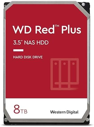 Western Digital 8TB WD Red Plus NAS Internal Hard Drive HDD - 5400 RPM, SATA 6 Gb/s, CMR, 256 MB Cache, 3.5" - WD80EFAX by Hummingbird+Networks