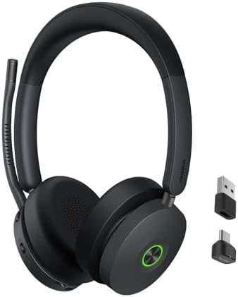 Yealink BH74 ANC Wireless Headset with Mic for Work, Bluetooth Headset Noise Cancelling with 6 AI Microphone,32H Battery Life & Mute Button,Microsoft Teams Premium Open Office Certified for PC by RedefineYourWorkplace