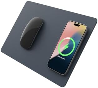 POUT H3 - Portable Qi Wireless Charging Mouse Pad Mat for Laptops Charges w/iPhone, Airpod, Samsung Galaxy (Midnight Blue) by POUT