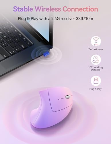 TECKNET Wireless Ergonomic Mouse, Rechargeable Wireless Vertical Mouse - Image 4