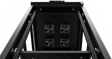 Sysracks 32U Deep Server Rack Cabinet Enclosure Locking | 39-Inch Depth Network Equipment Rack Cabinet with Thermocontroller, LCD-Screen, 4 Fans, Power Strip, Shelf, Wheels, Dust-Tight Cable Entries - Image 4