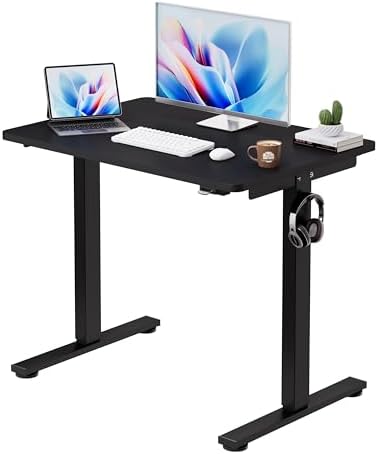 Okin Small Electric Standing Desk, 36 x 24 Inches Whole Piece Height Adjustable Desk, Black Sit to Stand Desks Computer Workstation for Home Office by Okin