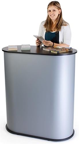 Displays2go Trade Show Counter with Satin Gray Sidewalls - Image 3