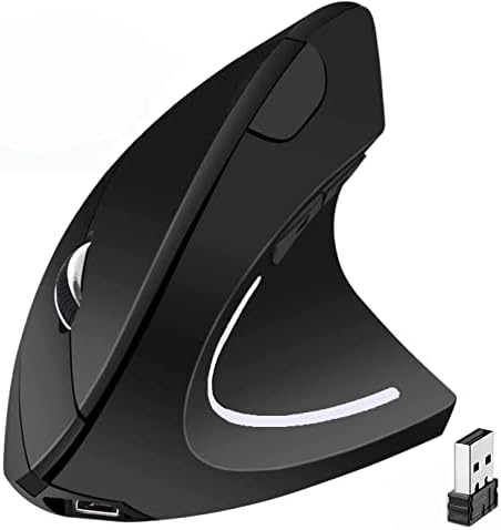 Ergonomic Mouse, High Precision Vertical Wireless Mouse, Rechargeable 2.4GHz Optical Vertical Mice, 3 Adjustable DPI 800/1200/1600 DPI, for Laptop, PC, Computer etc, Specially for Right-handers by Unknown