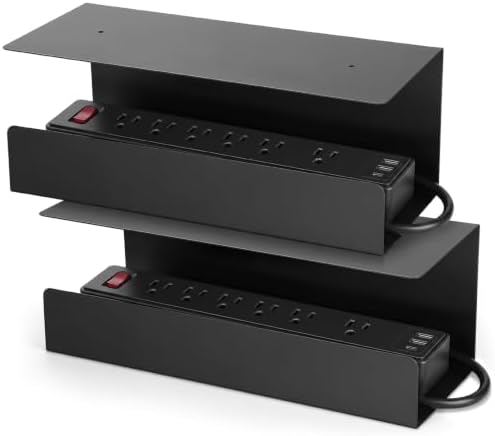 2 Pack Under Desk Cable Management Tray,Hold 11 lbs, 16 x 6 x 6 Inch, Black by Unknown