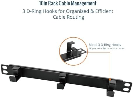 Tecmojo 2 Pack 0.5U Horizontal Cable Manager with 3 D-Rings, Metal Rackmount Cable Organizer for 10" Server Rack & Network Cabinet, Black - Image 5