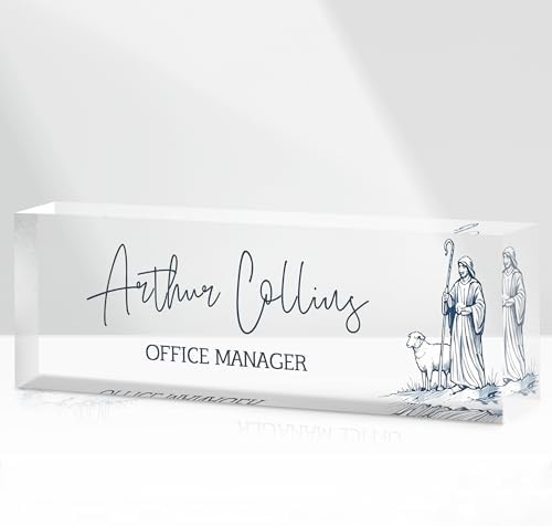Custom Name Plate for Desk, Acrylic Desk Name Plate Personalized, Employee Appreciation Gifts, Office Desk Accessories for Women Men Teacher Nurse, Coworker Gifts for Manager Assistant (SlateBlue) by DOCRAGI