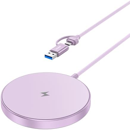 BENFEI Magnetic Wireless Charger Compatible with MagSafe for iPhone 17/16/15/14/13/12, Aluminum, up to 7.5W, 1.5m Cable by BENFEI