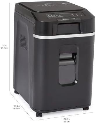 Amazon Basics 200-Sheet Auto Feed Cross-Cut Paper Shredder, High Security P-4, Anti-Jam, 8.5 Gallon Pullout Bin, Black - Image 5