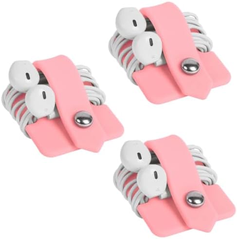Cord Organizer Earbuds Holder Earphone Wrap Earphones Organizer Headset Headphone Earphone Wrap Winder Cord Manager Cable Winder Set of 3(Pink) by ELFRhino