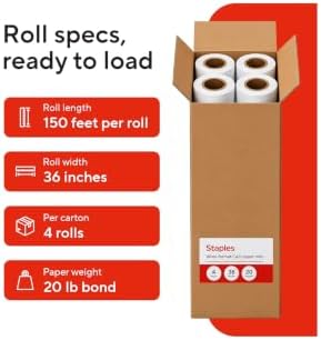 Staples Wide Format CAD Bond Paper, 36 Inch x 150 Ft, 4/Carton - Image 3
