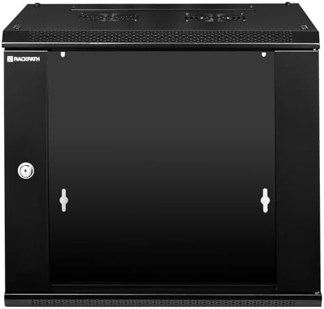 RackPath 9U Wall Mount Network Rack Cabinet – Quiet Cooling Fan, Locking Glass Door, 17.7" Deep (450mm), Removable Locking Side Panels, Fits 19" IT & A/V Equipment - Image 5