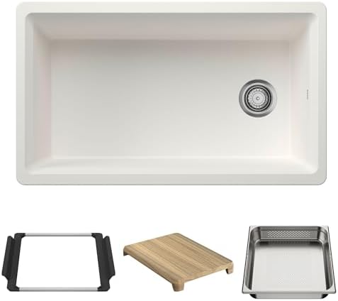 BLANCO Inteos SILGRANIT 33" Single Bowl Workstation Kitchen Sink White by BLANCO