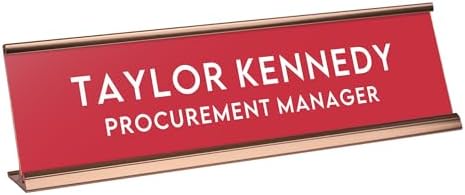 Custom Engraved Desk Plate | Personalized with your Name and Title | Perfect Decor for Office, Business, or Home | Multiple Font and Color Options | 2x8" or 2x10" (Red w/White Letters, 2x8") by 904Custom
