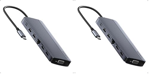 Anker Laptop Docking Station, 14 in 1 USB C Hub, Triple Display with 2 x 4K HDMI, 1080p VGA, 80W Power Delivery, 5Gbps USB-A/C Data Ports for Dell XPS and More (Charger not Included) (Pack of 2) by Anker
