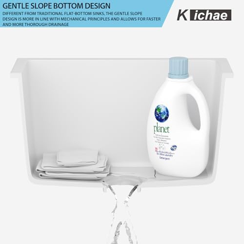 Kichae 12 Deep Undermount Laundry Sink 21x18 Granite Composite Quartz Sink - Image 5