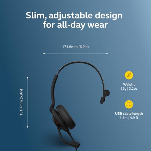 Jabra Evolve2 30 SE (2025 Version) Wired Single-Ear Headphones with Microphone – Computer Headset - USB-A and USB-C Cable - Microsoft Teams Certified - Works with All Meeting Platforms – Black - Image 6