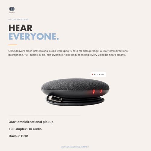 Boom Giro Pro Conference Speakerphone with Wireless Charging & Included USB Bluetooth Dongle, 360° Omnidirectional Mic, Full Duplex HD Audio, Acoustic Echo Cancellation, USB & Bluetooth, Portable - Image 2