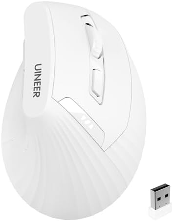 Uineer Ergonomic Vertical Mouse, 2.4G Wireless Mouse, Rechargeable, 4-DPI by UINEER