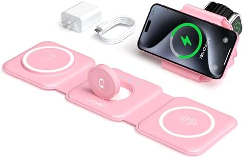 3 in 1 Charging Station for Multple Devices,Foldable 3 in 1 Wireless Charger for Travel,Nano Wireless Charging Station for iPhone16 15 14 13 12 Pro Max/Watch 10 9 8 7 6 5 4 3 Ultra/AirPod Pro by UCOMX