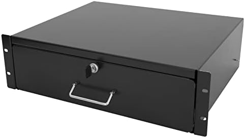 3U Rack Drawer Server Cabinet Case 19 Inch Rack Mount DJ Locking Rack Network Rack Deep Drawer with Key, with Rear Pass-Through Holes for Routing Cables(3U) by RAISINGELECTRONICS