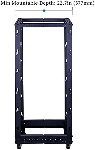 RackPath 25U Open Frame Server Rack – Heavy Duty 4 Post Adjustable Depth with Casters - Image 3