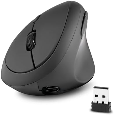 Perixx PERIMICE-719R Wireless 2.4G Rechargeable Ergonomic Mouse - Duo Wired and Cordless Charging Feature - Black by PerixxComputerGmbH