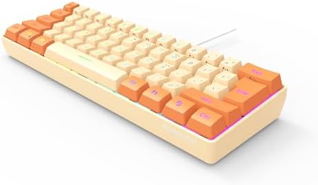 Snpurdiri 60% Wired Gaming Keyboard, RGB Backlit Ultra-Compact Mini Keyboard, Waterproof Mini Compact 61 Keys Keyboard for PC/Mac Gamer, Typist, Travel (Orange and Cream) - Image 2