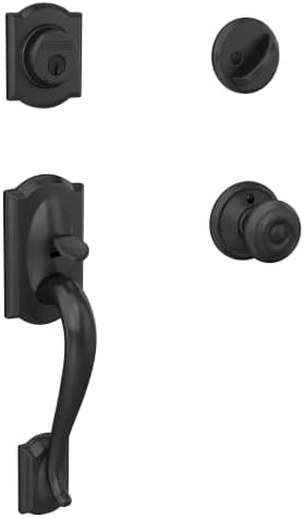 SCHLAGE Front Door Entry Handleset, Georgian Knob, Matte Black by Unknown