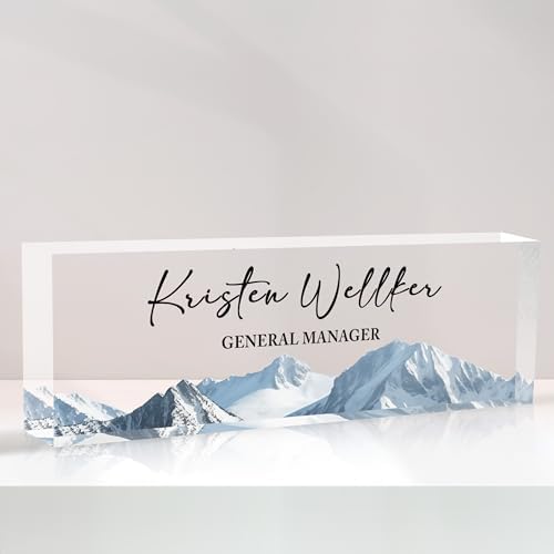 Desk Name Plate Personalized Name Plate for Desk, Office Desk Decor, 3D Style Personalized Plaque Name Plates for Desks Custom Appreciation Gifts for Boss Lady Employee Coworkers (Mountains) by Ueedklaayy
