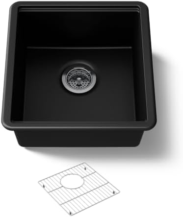 KOHLER Billings 18" Undermount Bar Sink, Single Bowl, Neoroc Composite, Matte Finish, Compact Prep Sink for Wet Bar or Kitchen Island, Matte Black, K-33711-CM1 by Unknown