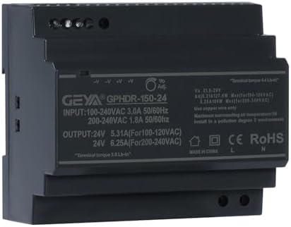 Ultra Slim Step-Shape DIN Rail Power Supply, 24V 5.31A 127.4W GPHDR-150-24 for Industrial Automation, Communication Base Stations, Data Centers and Medical Equipment by IGOYE