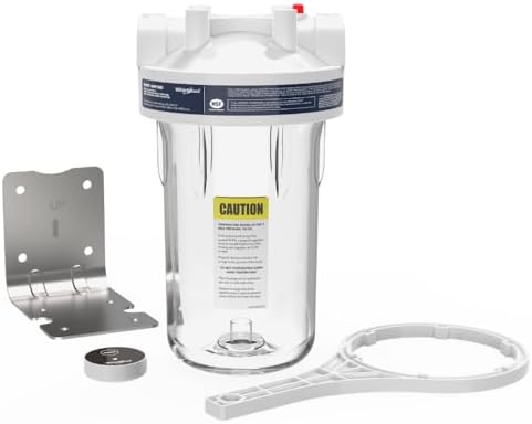 Whirlpool 10" x 4.5" Large Capacity Whole House Water Filter System WHKF-DWHBB, 1" Metal Port, Home Water Pre-Filtration for Well and City Water, Clear Housing, Timer Included for Replacement Filter - Image 2