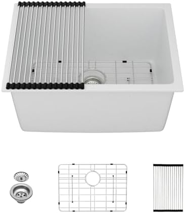 Kichae 12 Deep Undermount Laundry Sink White 24x18 Granite Composite Quartz by Kichae