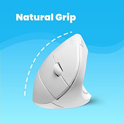 Perixx PERIMICE-713W Wireless Ergonomic Vertical Mouse - 2.4G Spec with USB Receiver - On/Off Switch - 6 Buttons Right Handed Design - White - Image 7