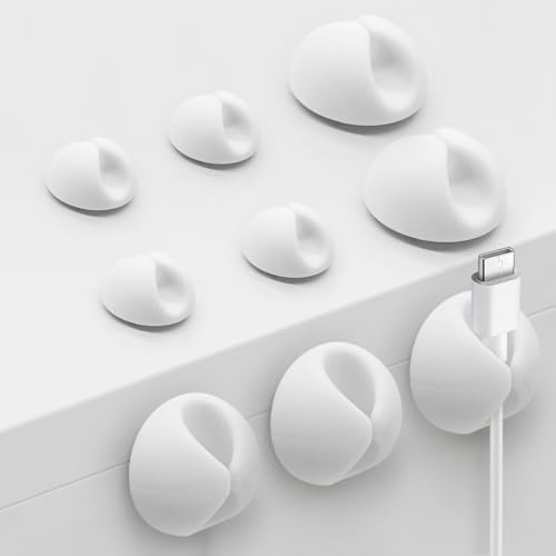 SmiLife Cable Clips, Phone Cord Organizer for Wire Management, White 9 PCS by MYKURS