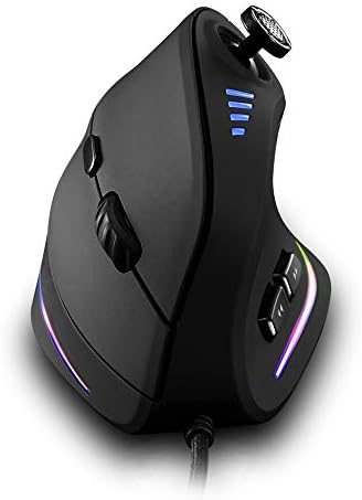 Vertical Mouse, Ergonomic USB Wired Vertical Mouse with [5 D Rocker] [10000 DPI] [11 Programmable Buttons], RGB Gaming Mouse for Gamer/PC/Laptop/Computer by ATTOE