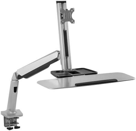 Mount-It! Single Monitor Arm Desk Mount Sit-Stand Workstation, Clamp Base - Image 2