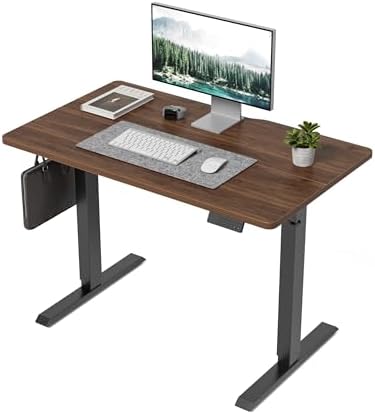 DESINO Standing Desk, 40 × 24 Inches Electric Height Adjustable, Sit and Stand Up, Computer Office Desk with Splice Board, Black Frame/Black Walnut TOP by DESINO