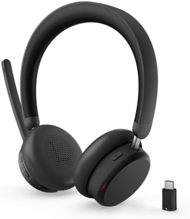 Lenovo Dual Mode Wireless ANC Headset 6550 with USB-C Receiver Microsoft Teams Certified, Hybrid Active Noise Cancellation, Bluetooth Dual Connectivity, Long Battery Life, Black by LENOVO