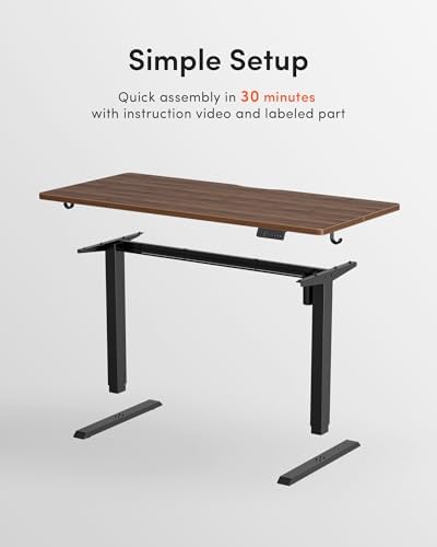 DESINO Standing Desk, 40 × 24 Inches Electric Height Adjustable, Sit and Stand Up, Computer Office Desk with Splice Board, Black Frame/Black Walnut TOP - Image 7