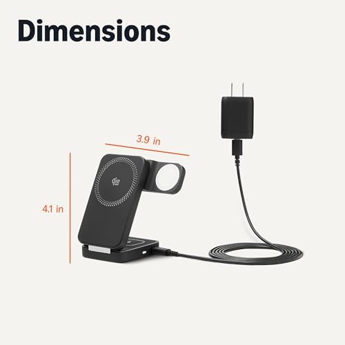 Amazon Basics MagSafe Compatible 25W Fast Charging Qi2.2 Certified 3-in-1 Wireless Charging Station, Foldable Stand for iPhone 17/16/15/14/13/12, Apple Watch, AirPods, with 45W Adapter, Black - Image 5
