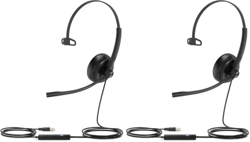 Yealink UH34 Wired Headset,USB-A,Noise Canceling Mic,in-Line Control,On-Ear (Pack of 2) by RedefineYourWorkplace