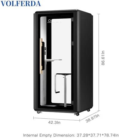 Soundproof Office Pod Booth, Quiet Meeting Pod with Acoustic Panels, Portable Modular Pod, Privacy Booth for Private Phone Calling, Single Person Workspace with Sound Isolation(Black) - Image 2
