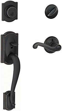 SCHLAGE Camelot Single Cylinder Handleset and Right Hand Flair Lever, Aged Bronze (F60 CAM 716 FLA RH) by Unknown