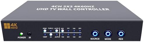 ISEEVY 4K60 Video Wall Controller 2x2 UHD TV Wall Controller 1X2 2X1 1X3 3X1 1X4 4X1 Support HDMI USB-C 4K60 Inputs and 4X HDMI 4K Outputs for max 4 TVs into 1 Wall - Image 4