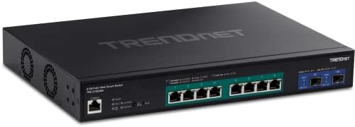 TRENDnet 10-Port Multi-Gig Web Smart PoE+ Switch, 8 x 2.5GBASE-T PoE+ Ports, 2 x 10G SFP+ Slots, Metal Housing, Managed Network Ethernet Switch, Lifetime Protection, Black, TPE-3102WS by TRENDnet