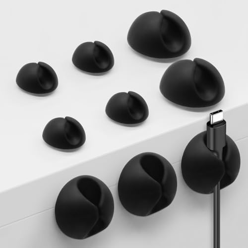 SmiLife Cable Clips, Phone Cord Organizer for Wire Management, Black 9 PCS by MYKURS