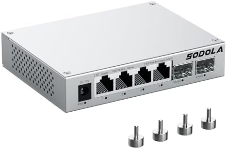 SODOLA 6 Port 2.5Gb Easy Web Managed Switch,4x2.5G RJ-45,2x10G SFP+ by SODOLAPoENETWORKS